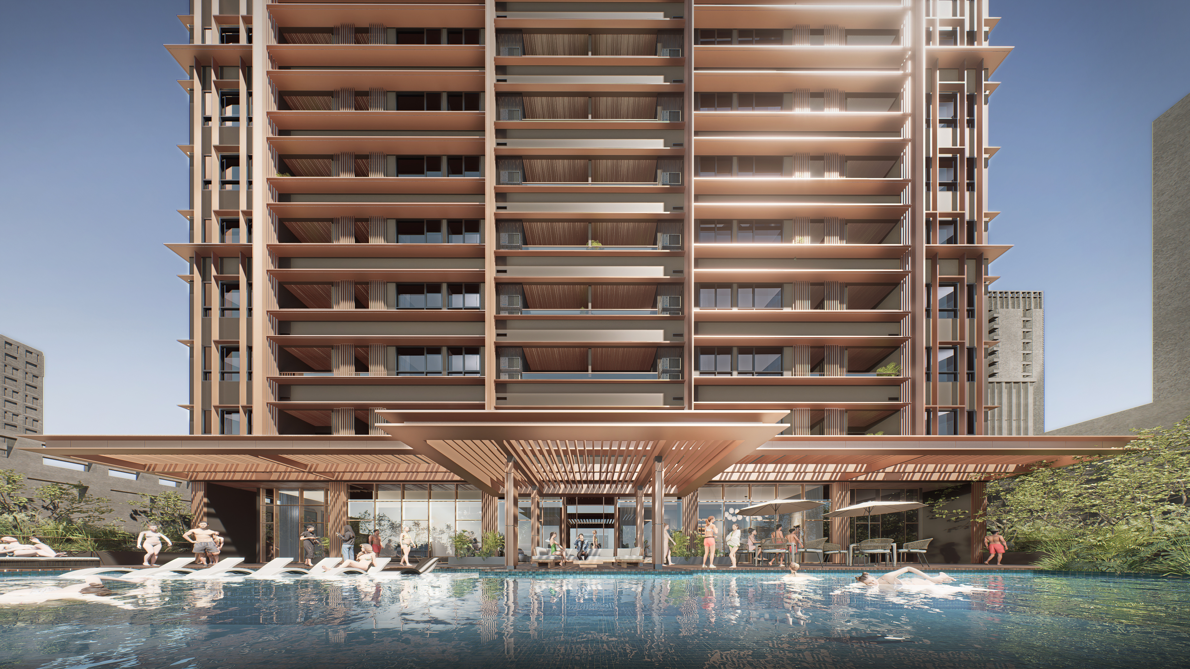 At Sondris, the 25-meter heated saltwater lap and leisure pool offers residents a spa-like retreat in the heart of Makati.