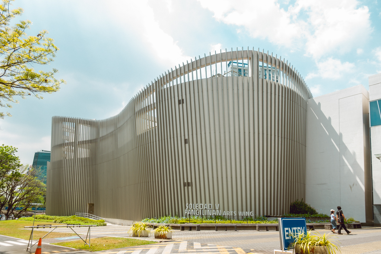 Modern facade of the Soledad V Pangilinan Arts Wing at Areté, Ateneo de Manila University, Katipunan, Quezon City.