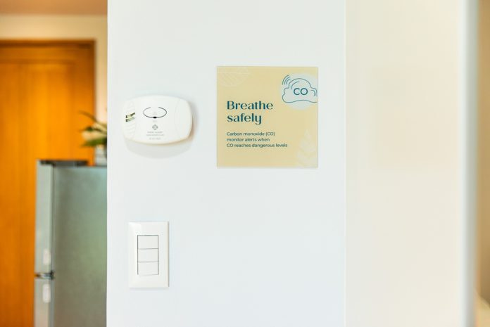 Maintain healthy air quality with Una Apartments’ commercial-grade Carbon Monoxide Monitor (Actual Photo from the Model Unit).